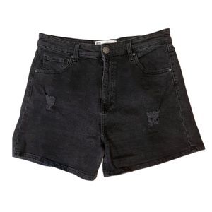 RSQ Womens Curvy Super High Rise Mom Denim Carbon‎ Black Shorts Size 30